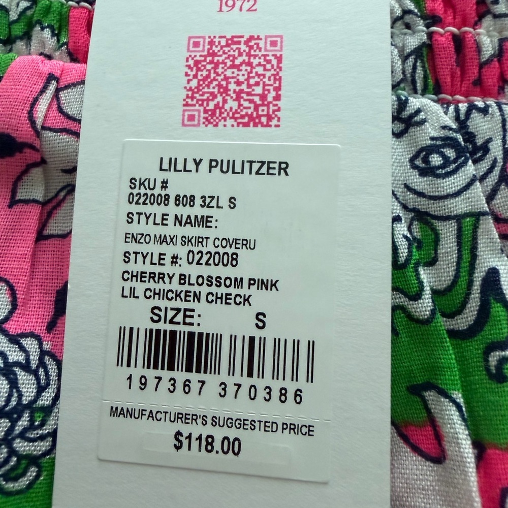 Lilly Pulitzer Hot Pink & Kelly Green Floral Patchwork cover up - Picture 2 of 2